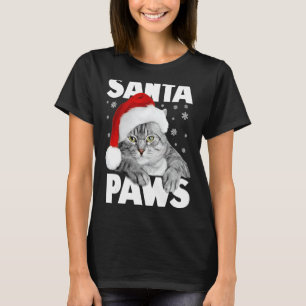 T-shirt Père Noël Paws Christmas Kitty Cat Funny