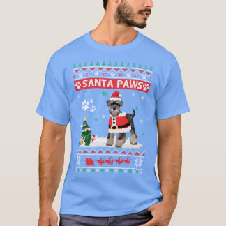 T-shirt Père Noël Paws Schnauzer Joyeux chien de Noël Funn