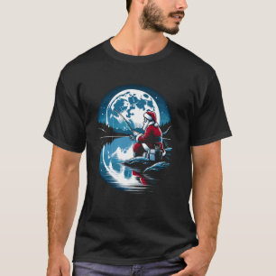 T-shirt Père Noël Pêche Noël Noël Noël Pêcheur Fisher Pois