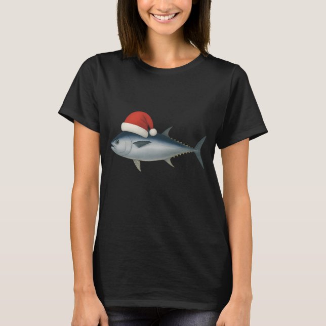 T-shirt Père Noël pêcheur joyeux Noël (Devant)
