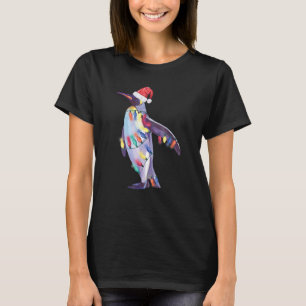 T-shirt Père Noël Penguin Noël Lumières Penguin Noël