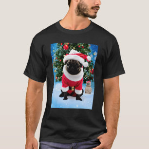 T-shirt Père Noël Petit Carlin de Noël d'aide à Père Noël 