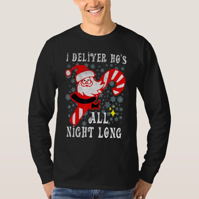 T-shirt Père Noël peut livrer Ho's All Naughty Dirty Jok (Devant)
