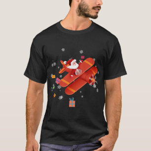 T-shirt Père Noël Pilote Avion Volant Joyeux Noël