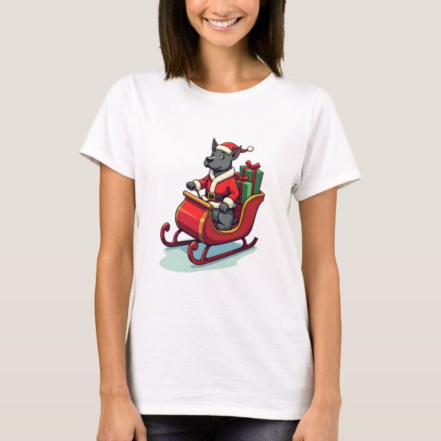 T-shirt Père Noël Pitbull à cheval (Devant)