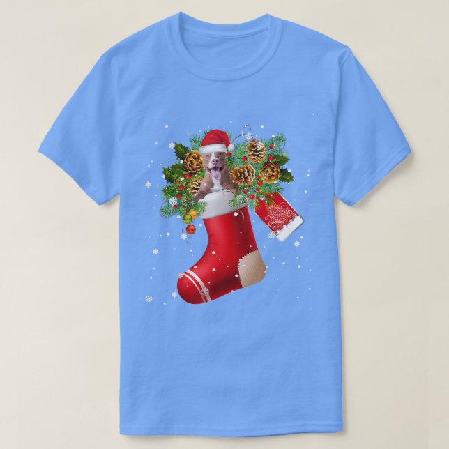 T-shirt Père Noël Pitbull En Pyjama De Choc De Noël (Design devant)