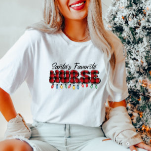T-shirt Père Noël Plaid Favorite Nurse