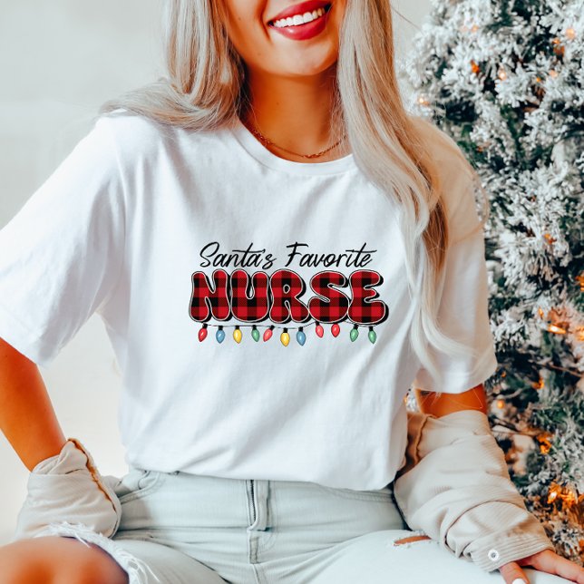 T-shirt Père Noël Plaid Favorite Nurse (Créateur téléchargé)