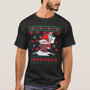 T-shirt père Noël Pooping Down Chimney Douleur moche de No