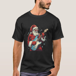 T-shirt Père Noël portant des lunettes avec une guitare él