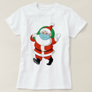 T-shirt Père Noël portant un masque médical