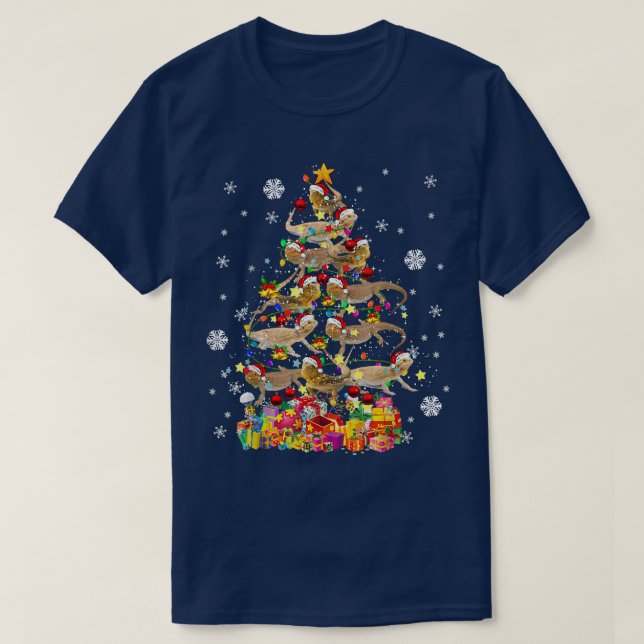 T-shirt Père Noël Porté Dragon Arbre de Noël Animal Christ (Design devant)