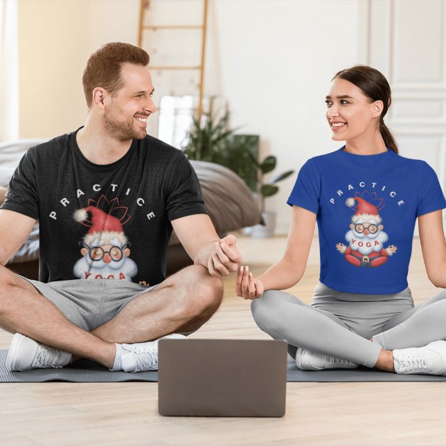 T-shirt Père Noël Pratiquer Yoga Parfait vacances Fun Noël (Créateur téléchargé)