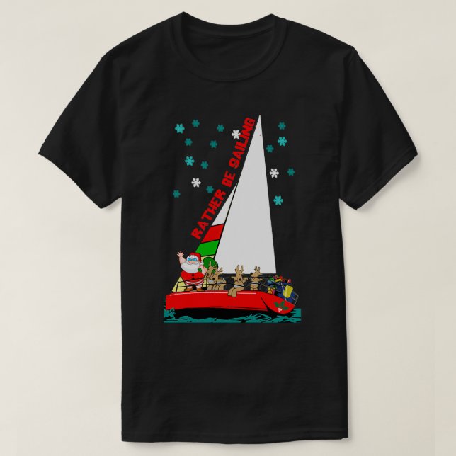 T-shirt Père Noël préférerait naviguer dans la Classique d (Design devant)