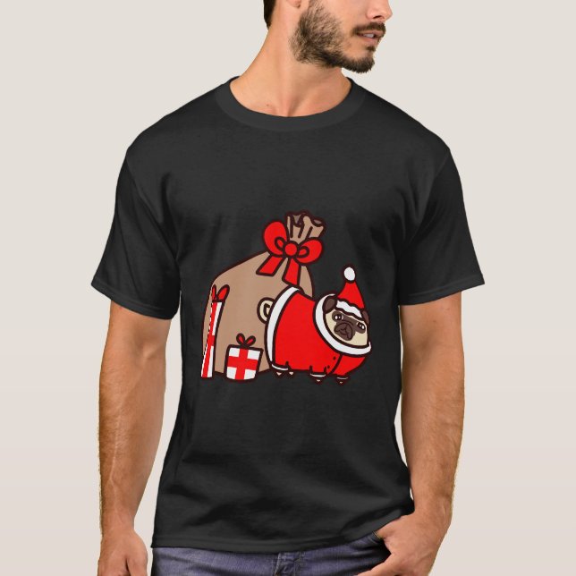 T-shirt Père Noël Pug de Noël 812 (Devant)