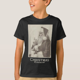 T-shirt Père Noël qui fume, Esprit de Noël drôle