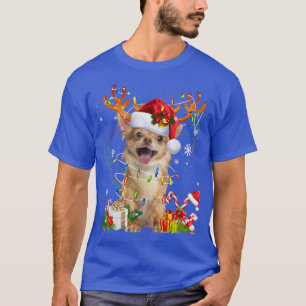 T-shirt Père Noël Reindeer Chihuahua Feux de Noël Chien de