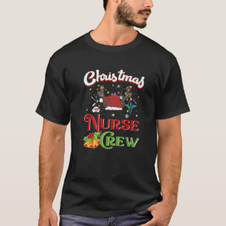 T-shirt Père Noël Reindeer Christmas Nurse Crew Matching W