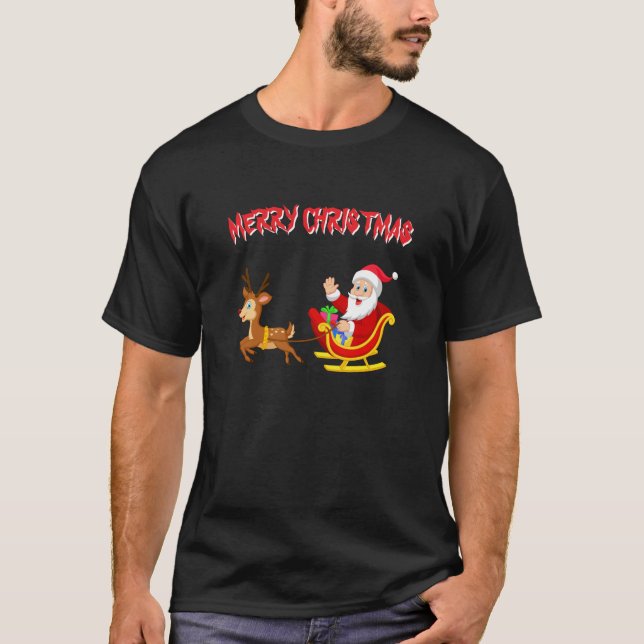 T-shirt Père Noël Reindeer et somptueux (Devant)