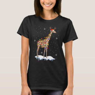 T-shirt Père Noël Reindeer Giraffe Xmas Light Père Noël Re