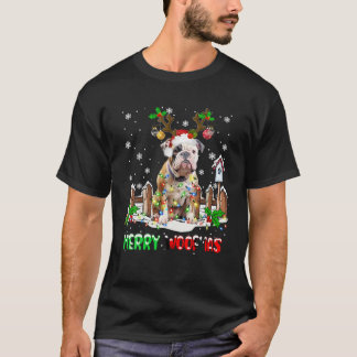T-shirt Père Noël Reindeer Pitbull Dog lumières de Noël