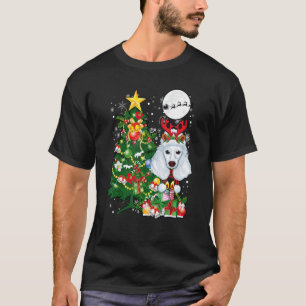 T-shirt Père Noël Reindeer Poodle Tree Lights Chien propri