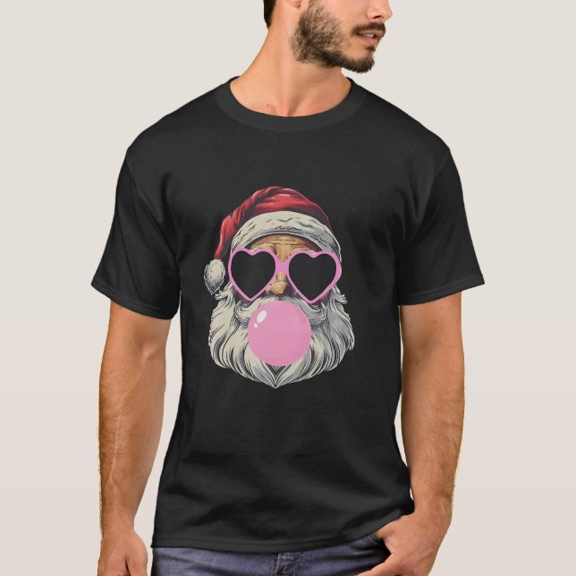 T-shirt Père Noël rétro avec lunettes de coeur Bubblegum N (Devant)