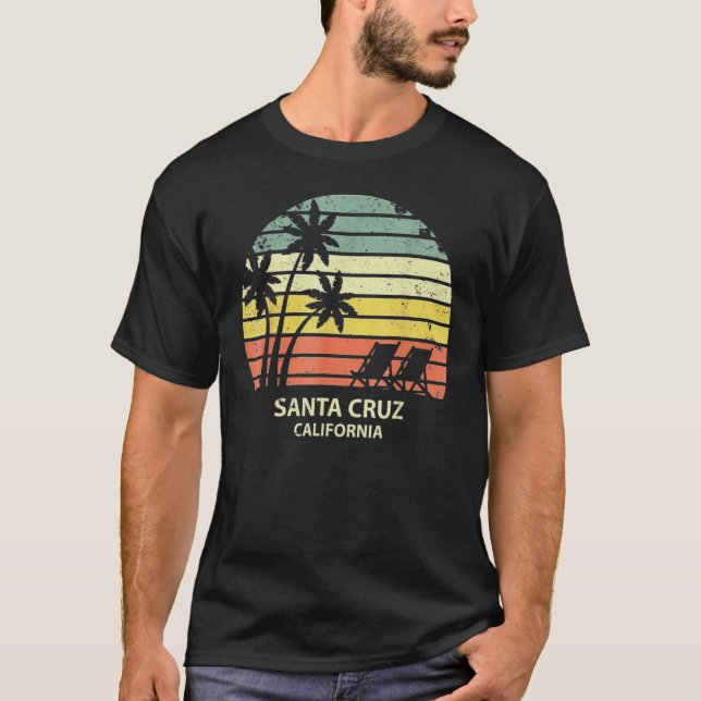 T-shirt Père Noël Retro Cruz California Beach Sunset (Devant)