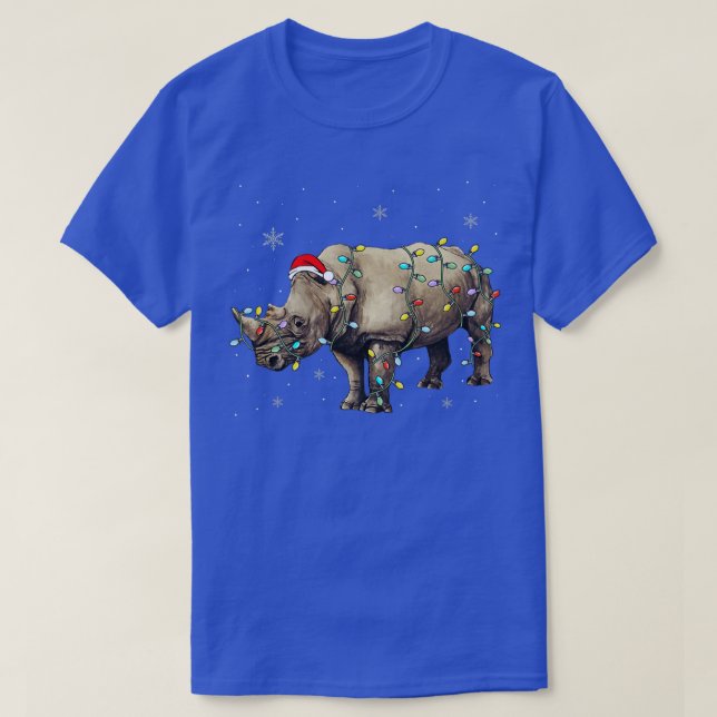 T-shirt Père Noël Rhino illuminations de Noël Rhino Lover  (Design devant)