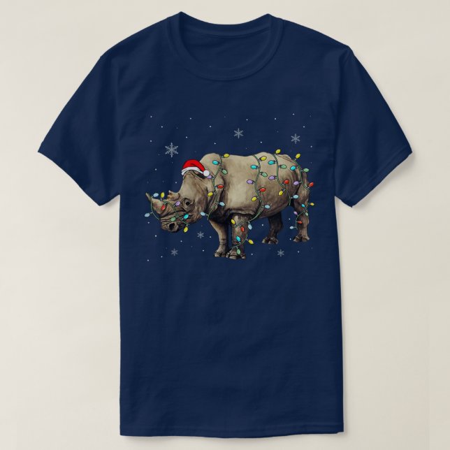 T-shirt Père Noël Rhino illuminations de Noël Rhino Lover  (Design devant)