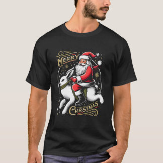 T-shirt Père Noël Riding Bunny Noël
