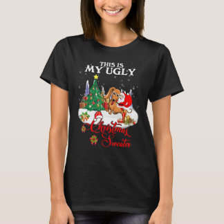 T-shirt Père Noël Riding Dachshund C'Est Mon Vilain Noël S