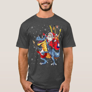 T-shirt Père Noël Riding Dinosaur Guitare T re Guitarist B
