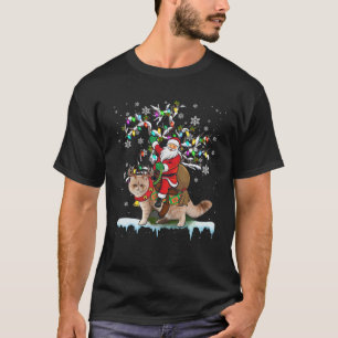 T-shirt Père Noël Riding Exotic Shorthair Xmas Tree Père N