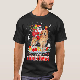 T-shirt Père Noël Riding Reindeer Golden Retriever 329