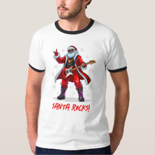 T-shirt Père Noël Rocks ! Funny Père Noël jouant de la gui