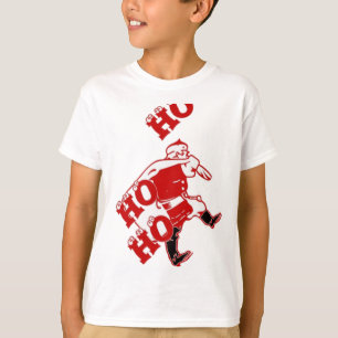 T-shirt Père Noël rouge et blanc Marcher Ho Ho Art Imprime