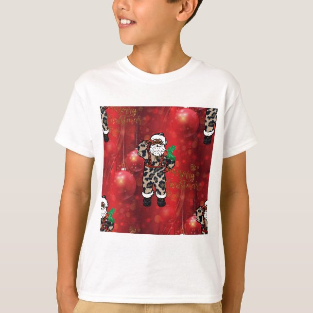 T-shirt père Noël rouge léopard (Devant)