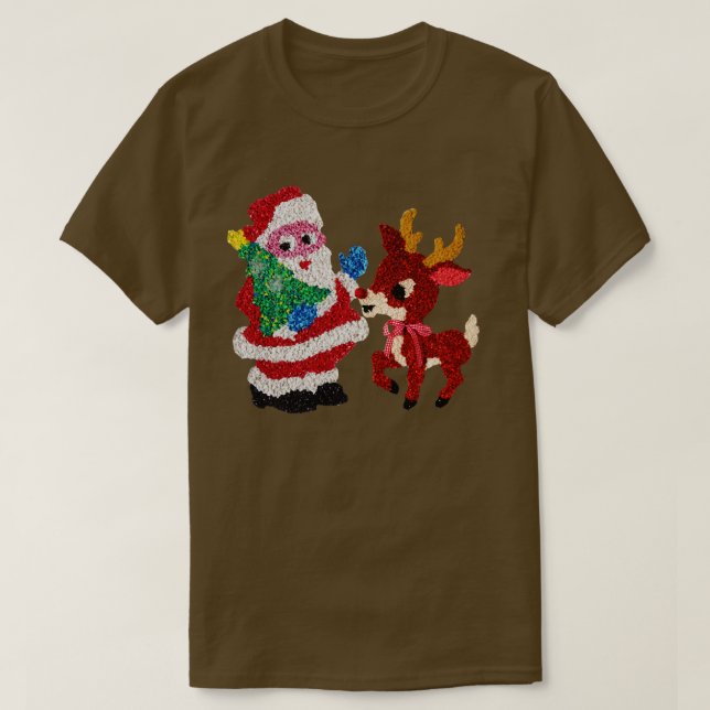 T-shirt Père Noël Rudolph Vintage Plastique fondu (Design devant)