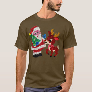 T-shirt Père Noël Rudolph Vintage Plastique fondu