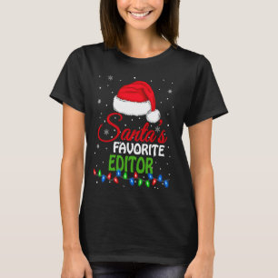 T-shirt Père Noël S Éditeur Préféré Santa Hat Lights Funny