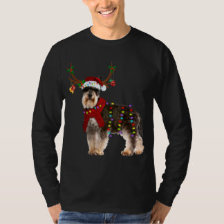 T-shirt Père Noël Schnauzer rennes Noël clair