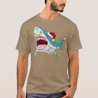 T-shirt Père Noël Shark Noël lumières Funny Shark Noël