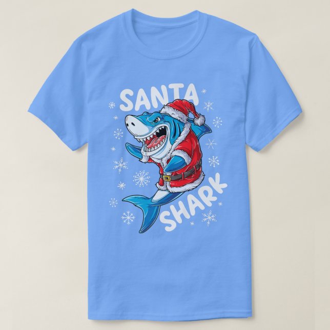 T-shirt Père Noël Shark Pajamas de Noël Joyeux garçons Joy (Design devant)