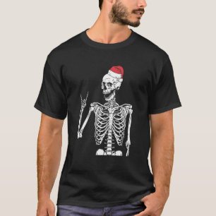 T-shirt Père Noël Skeleton Rock main Noël X-Mas Rocker Mu