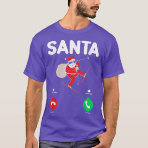 T-shirt Père Noël Skiing Loover Funny Xmas Skiing Appelle