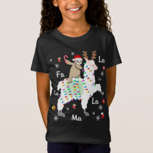 T-Shirt Père Noël Sloth Riding Llama Reindeer Noël