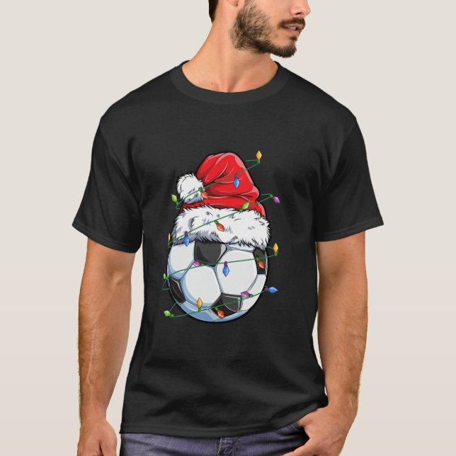 T-shirt Père Noël Soccer Ball Sports Design Soccer de Noël (Devant)