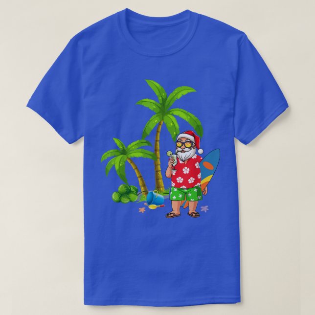 T-shirt Père Noël Summer maillot de bain drôle Noël Hawaii (Design devant)