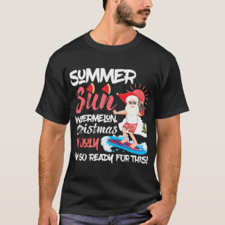 T-shirt Père Noël Summer Sun Watermelon Noël En Juillet Im